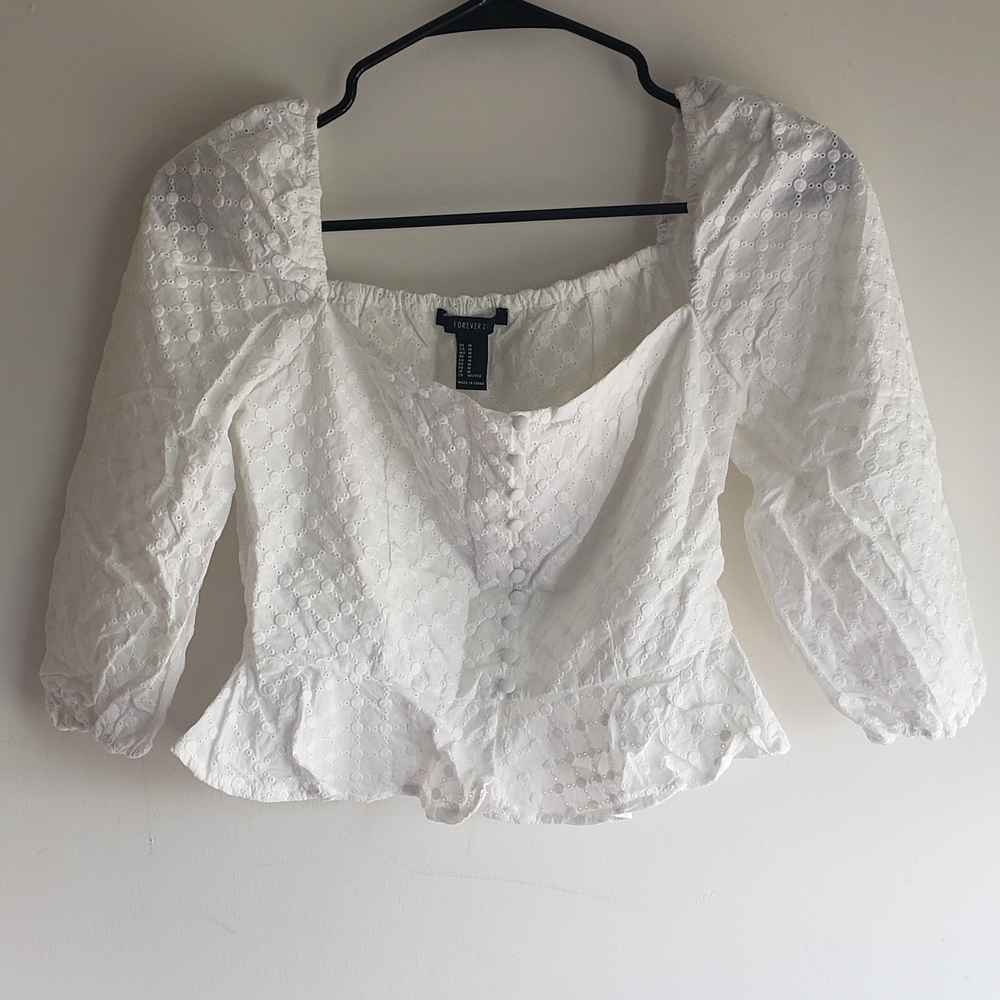 White Fitted Peplum Blouse